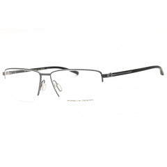 Porsche Men's Eyeglasses - Gunmetal/Black Metal Rectangular Half Rim Frame | P8399 59D