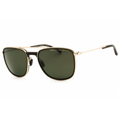Porsche Men's Sunglasses - Gold/Black Metal Rectangular Full Rim Frame | P8690 57B