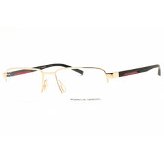Porsche Men's Eyeglasses - Gold/Grey/Red Metal Rectangular Half Rim Frame | P8747 56C