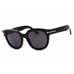 Tom Ford Women's Sunglasses - Shiny Black Acetate Round Full Rim Frame | FT1114 01A