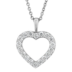 Memoire Women's White Gold Open Heart Pendant | CCCS109-18KW
