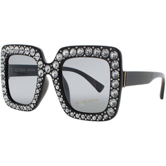 Elton John Women's Sunglasses - Butterfly Black Acetate Frame | BLING2-1 BLACK