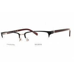 Guess Men's Eyeglasses - Rectangular Matte Black Metal Half Rim Frame | GU50191 002