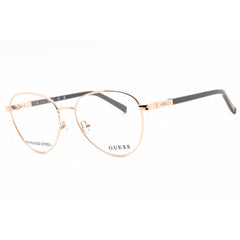 Guess Women's Eyeglasses - Aviator Shiny Rose Gold Metal Full Rim Frame | GU3037 020