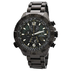 Citizen Men's Watch - Promaster Navihawk Green Dial Grey Bracelet | AT8227-56X