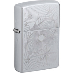 Zippo Windproof Lighter - Atomic Cosmos Design Classic Satin Chrome Finish | 46724