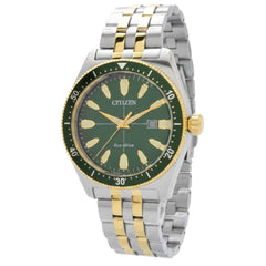 Citizen Men's Watch - Sport Eco-Drive Green Dial Two Tone Bracelet | AW1594-89X