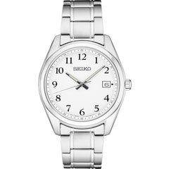 Seiko Men's Watch - Quartz White Dial Silver Stainless Steel Bracelet | SUR459P1