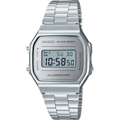 Casio Unisex Watch - Alarm Grey Digital Dial Silver Steel Bracelet | A168WEM-7VT