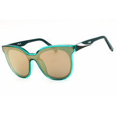 FILA Women's Sunglasses - Teal Acetate Full Rim Shield Frame Beige Lens | SFI182 0TEA