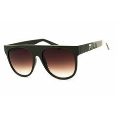 FILA Unisex Sunglasses - Green Acetate Full Rim Round Frame Brown Lens | SFI279 0P01
