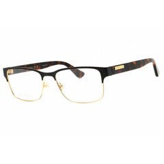 Gucci Men's Eyeglasses - Black/Havana Metal Rectangular Full Rim Frame | GG0750O 002