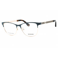 Guess Women's Eyeglasses - Rectangular Matte Blue Metal Full Rim Frame | GU2883 091