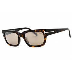 Tom Ford Unisex Sunglasses - Dark Havana Acetate Rectangular Frame | FT1075 52L