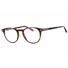 Tom Ford Men's Eyeglasses - Red/Havana Acetate Round Full Rim Frame | FT5803-B 054
