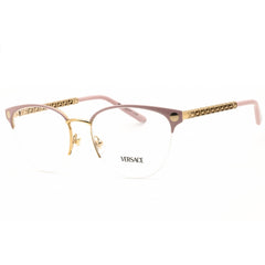 Versace Women's Eyeglasses - Pink/Gold Metal Round Half Rim Frame | 0VE1297 1517