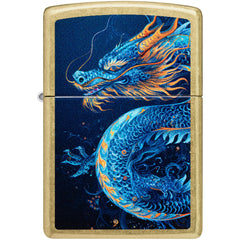 Zippo Windproof Lighter - Blue Dragon Design Classic Street Brass Finish | 47178