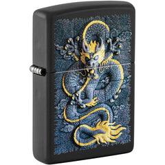 Zippo Pocket Windproof Lighter - Stone Dragon Motif Design Matte Black Finish | 47181