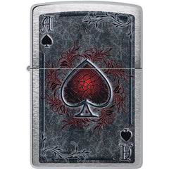 Zippo Pocket Windproof Lighter - Ace of Spades Design Street Chrome Finish | 47185