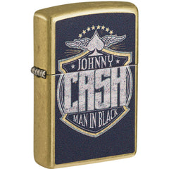 Zippo Lighter - Johnny Cash Man In Black Design Classic Street Brass Finish | 47200