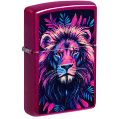 Zippo Windproof Lighter - Multicolour Lion Design Candy Raspberry Finish | 47212