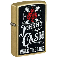 Zippo Windproof Pocket Lighter - Johnny Cash Walk the Line Design Street Brass | 47245