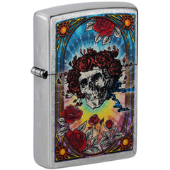 Zippo Windproof Lighter - Grateful Dead Skull and Roses Design Street Chrome | 47248