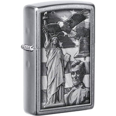 Zippo Windproof Pocket Lighter - American Icon Design Street Chrome Finish | 49484