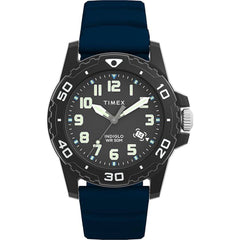 Timex Men's Watch - Main Street Black Dial Blue Silicone Strap Date | TW5M61100JT