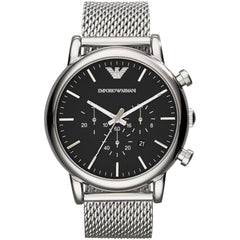 Armani Men's Watch - Quartz Chronograph Black Dial Silver Steel Bracelet | AR1808