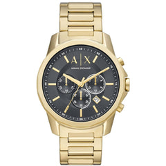 Armani Exchange Men's Watch - Banks Chrono Black Dial Yellow Gold Bracelet | AX1721