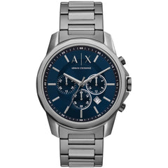 Armani Exchange Men's Watch - Banks Chronograph Blue Dial Gunmetal Bracelet | AX1731