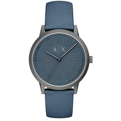 Armani Exchange Men's Watch - Cayde Quartz Blue Dial Genuine Leather Strap | AX2767