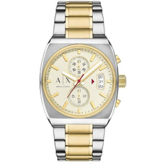Armani Exchange Men's Watch - Oliver Chronograph Cream Dial Two Tone Steel | AX2821