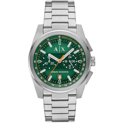 Armani Exchange Men's Watch - Parker Chronograph Green Dial Silver Bracelet | AX2862