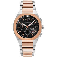 Armani Exchange Men's Watch - Rafael Chrono Black Dial Two Tone Bracelet | AX4181