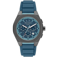 Armani Exchange Men's Watch - Sync Chronograph Blue Dial Silicone Strap | AX4291