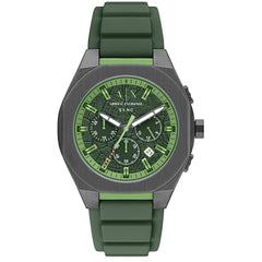 Armani Exchange Men's Watch - Sync Chronograph Green Dial Silicone Strap | AX4292