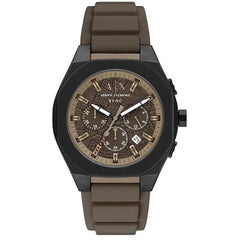 Armani Exchange Men's Watch - Sync Chronograph Brown Dial Silicone Strap | AX4293