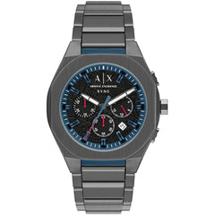 Armani Exchange Men's Watch - Sync Chronograph Black Dial Gunmetal Bracelet | AX4295