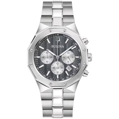 Bulova Men's Watch - Prestige Grey and Silver Dial Silver Steel Bracelet | 96B459