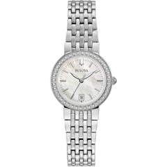Bulova Women's Watch - Classic Quartz White Mother of Pearl Dial Crystal | 96R239