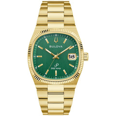 Bulova Men's Watch - Super Seville Green Dial Yellow Gold Steel Bracelet | 97B237