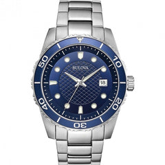 Bulova Men's Watch - Classic Blue Dial Silver Tone Stainless Steel Bracelet | 98A194