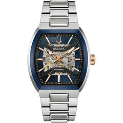 Bulova Men's Watch - Maquina Automatic Blue, Silver and Black Dial Bracelet | 98A319