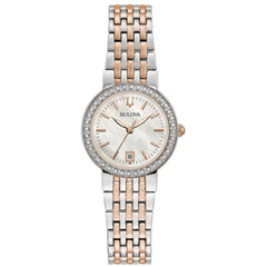 Bulova Women's Watch - Classic Quartz White Mother of Pearl Dial Crystal | 98R280