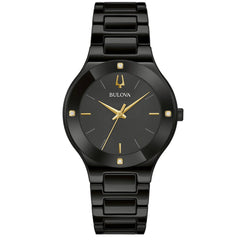 Bulova Women's Watch - Millenia Quartz Black Dial Stainless Steel Bracelet | 98R293