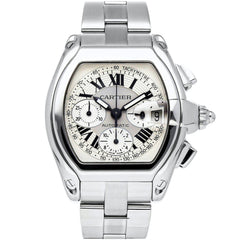 Cartier Men's Watch - Roadster Chronograph Silver Tone Dial Steel Bracelet | W62006X6