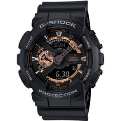 Casio Men's Watch - G-Shock Black and Rose Gold Analog-Digital Dial | GA110RG-1A