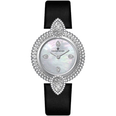 Christian Van Sant Women's Watch - Valor Quartz Silver Dial Black Strap | CV1273
